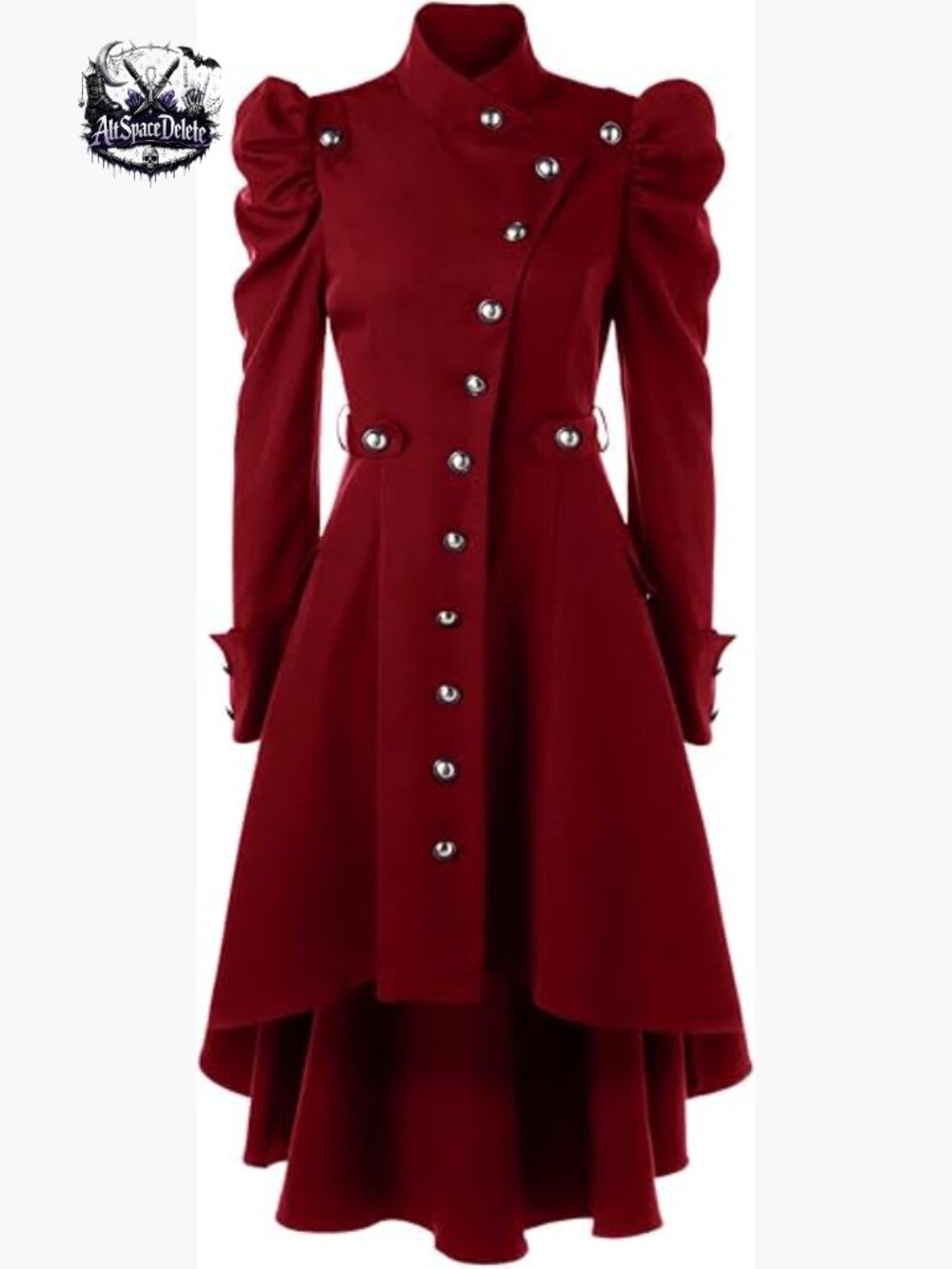 Vintage Steampunk Victorian Trench Coat, Long Sleeve, Midi Length, Cotton